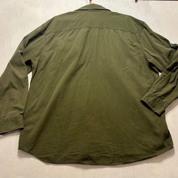 Magellan Sportswear XXL Olive Green Long Sleeve Shirt Outdoor Hiking Cotton - Picture 3 of 10